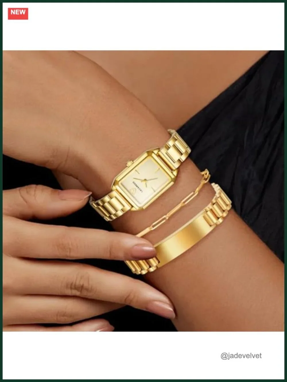 18K Gold Plated Watch Bracelet Set for Women with Lucky Bracelet Quartz